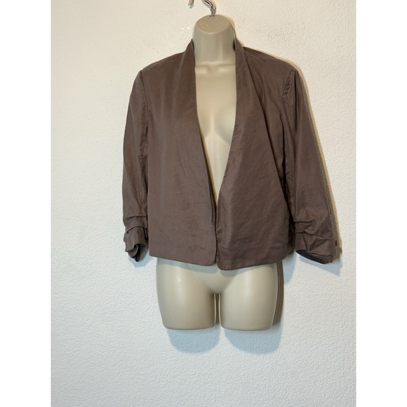 Babaton Power Short Open Front Cardigan Blazer Ruched 3/4‎ Sleeve Purple Size 10 - Picture 1 of 10